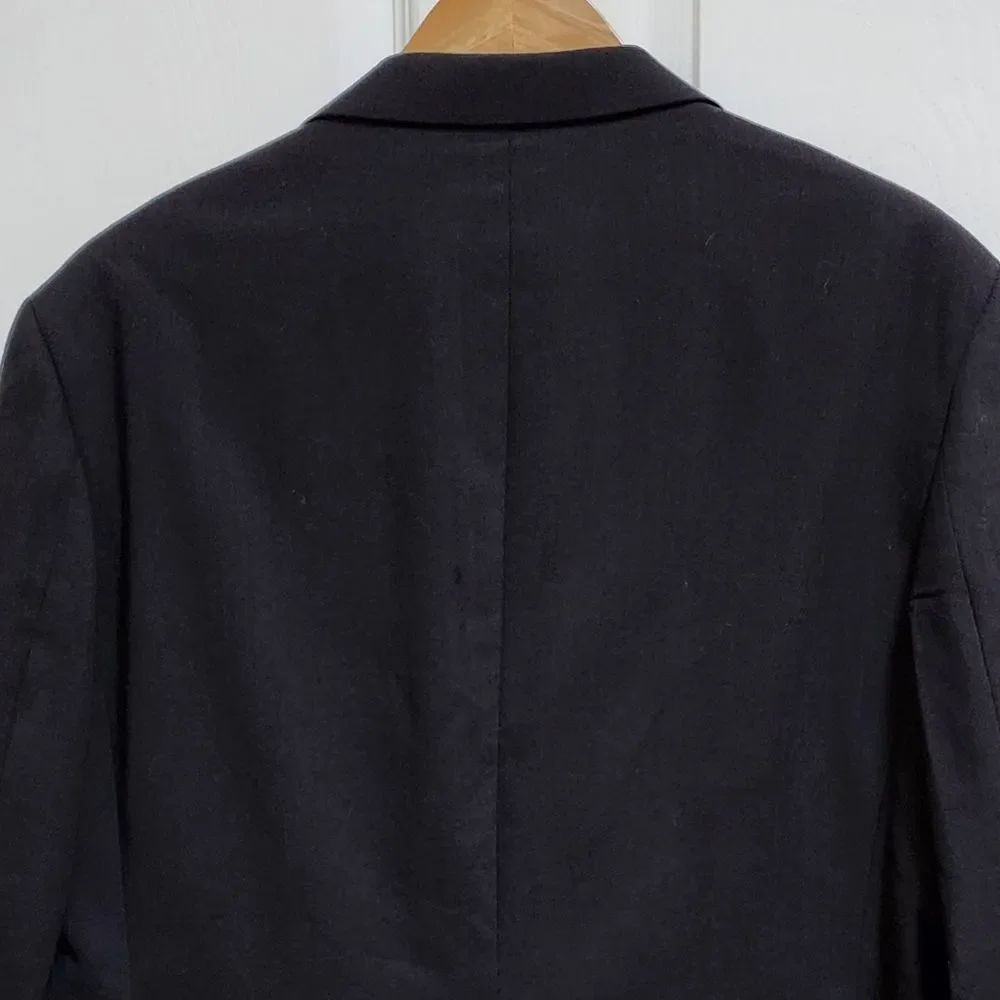 Montefino Uomo Blazer Mens 42R Black Merino Wool Super 120s Office Preppy Italy